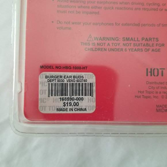 HOT TOPIC Fun Hamburger Ear Buds with Storage Case in it s Original Package RARE - Picture 10 of 10